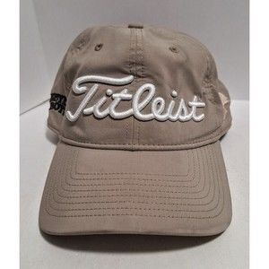 TITLEIST BRAND EMBROIDERED STRAPBACK GOLF HAT/CAP KHAKI W PINK RIBBON BEYER BOYS